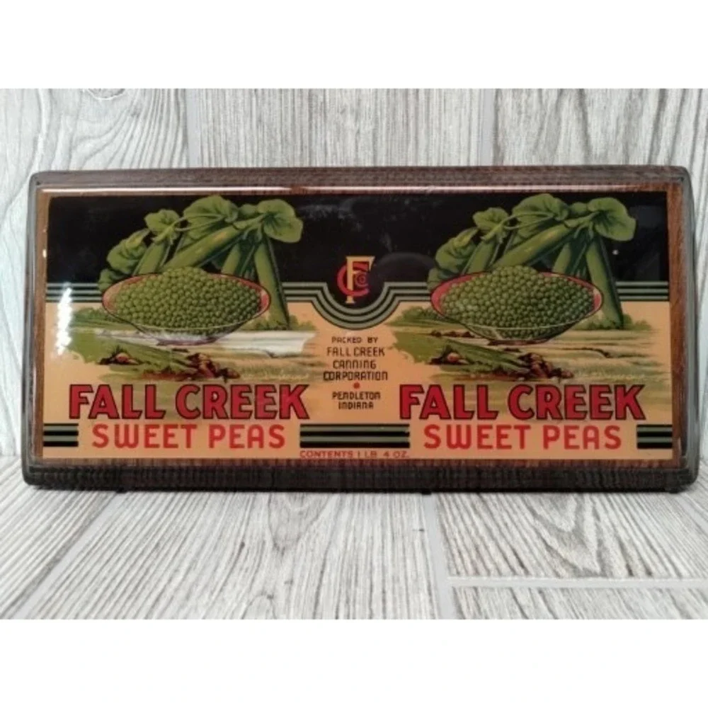 Vintage Fall Creek Sweet Peas Canning Corp Wall Plaque Wooden David Silverling